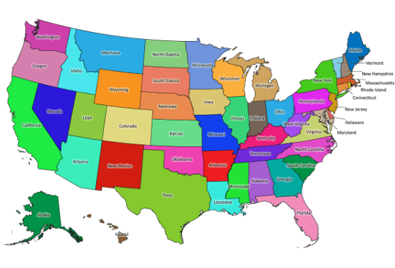 Labeled:Uj3t4zt70_Q= Map of the United States